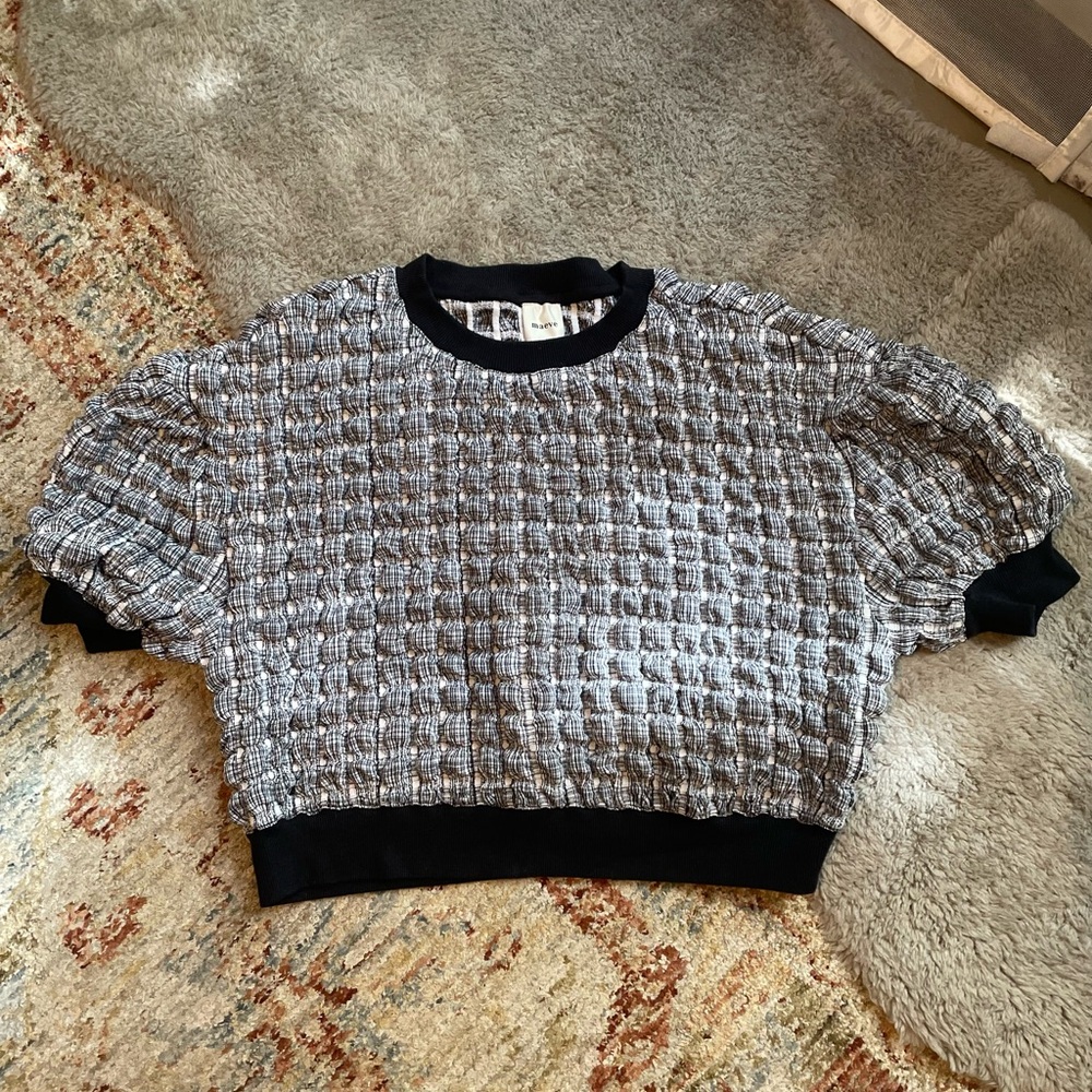 Maeve Black and White Patterned Knit